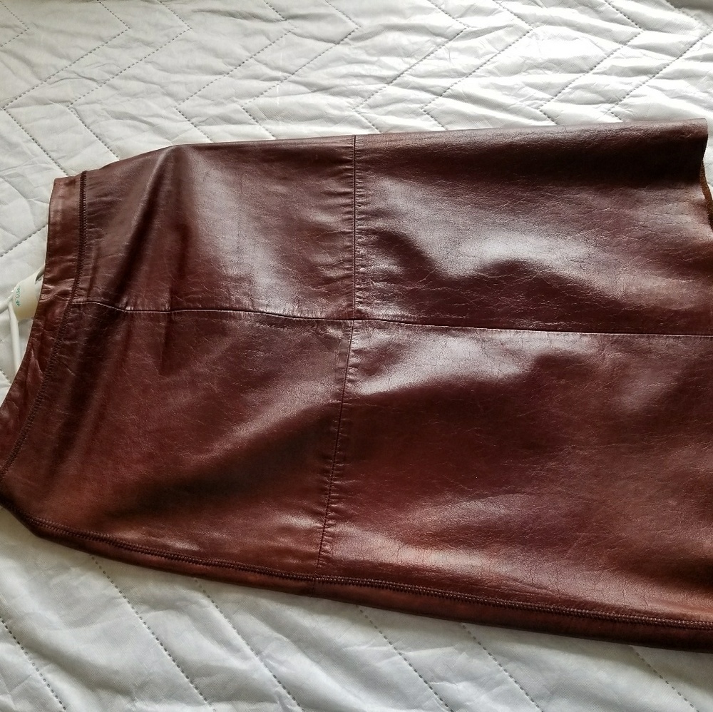 Red/ burgundy Italian leather skirt